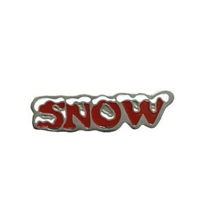 Vtg Ski Pin Snow Red White Word Winter 1970’s